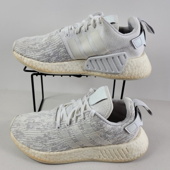 adidas Shoes - Adidas NMD R2 Flyknit Trainers Triple White Gray BY8691 Women Sneakers Shoes 7